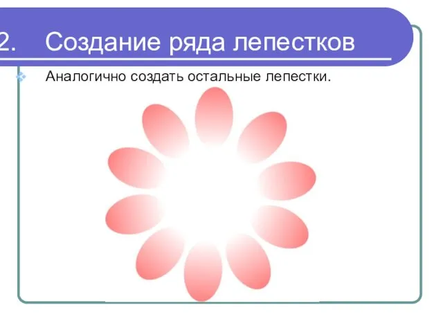 Создание ряда лепестков Аналогично создать остальные лепестки.