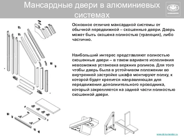 Мансардные двери в алюминиевых системах Основное отличие мансардной системы от обычной