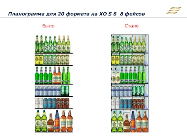 Планограмма для 20 формата на ХО S 8_8 фейсов Было Стало