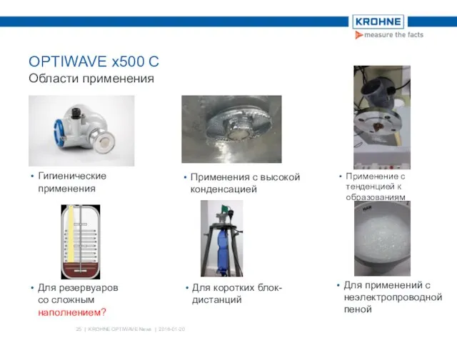 OPTIWAVE x500 C Области применения | KROHNE OPTIWAVE News | 2016-01-20