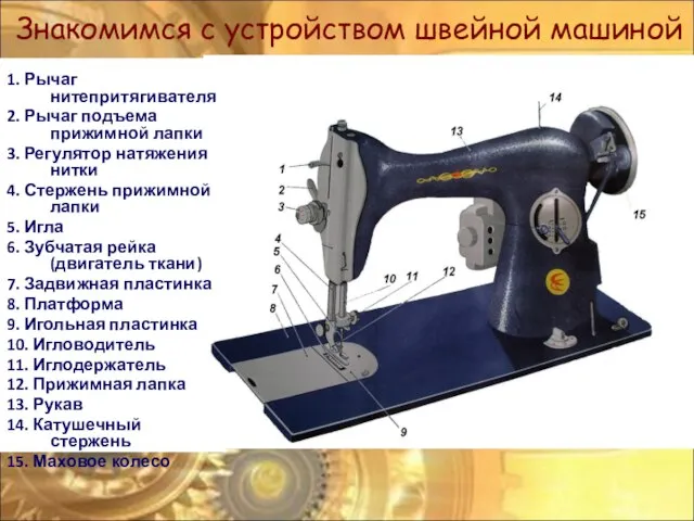 Знакомимся с устройством швейной машиной