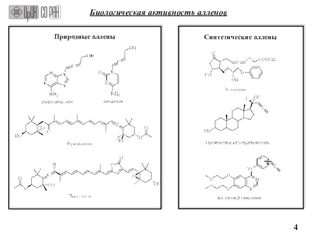 Биологическая активность алленов Природные аллены Синтетические аллены