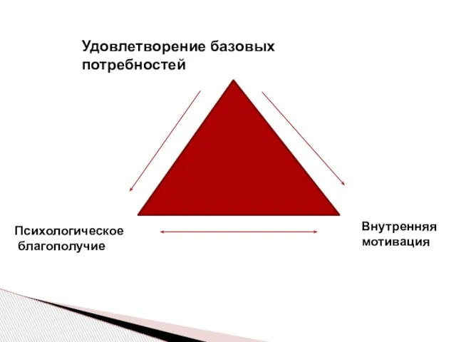 Удовлетворение базовых потребностей Психологическое благополучие Внутренняя мотивация