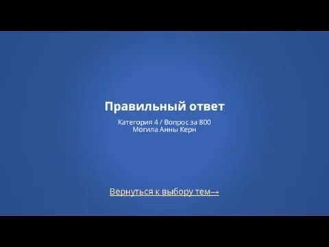 Вернуться к выбору тем→ Правильный ответ Категория 4 / Вопрос за 800 Могила Анны Керн