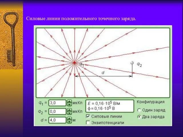 Силовые линии положительного точечного заряда.