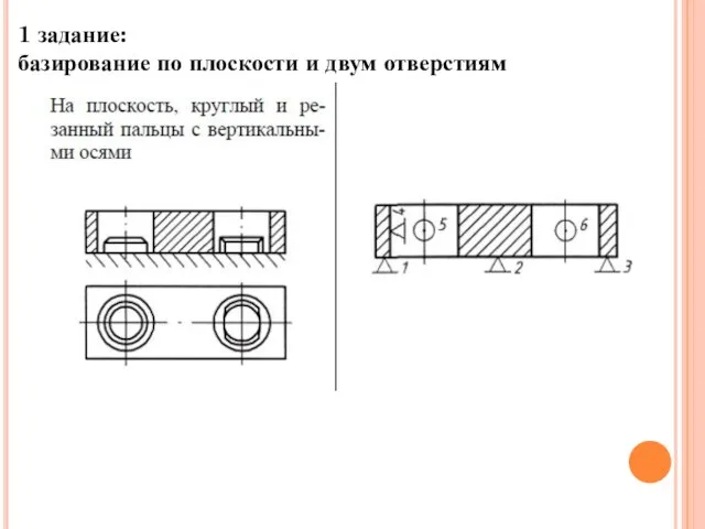 1 задание: базирование по плоскости и двум отверстиям