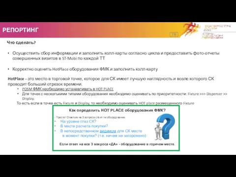 РЕПОРТИНГ TM Что сделать? Осуществить сбор информации и заполнить колл-карты согласно