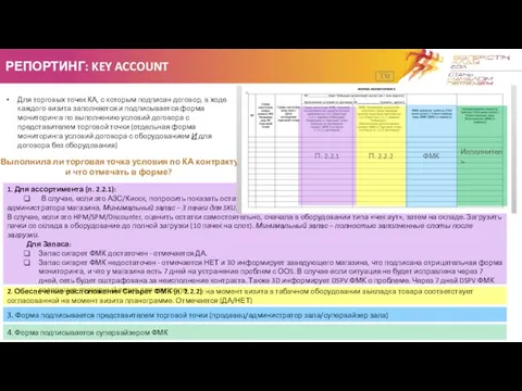 РЕПОРТИНГ: KEY ACCOUNT TM Для торговых точек КА, с которым подписан