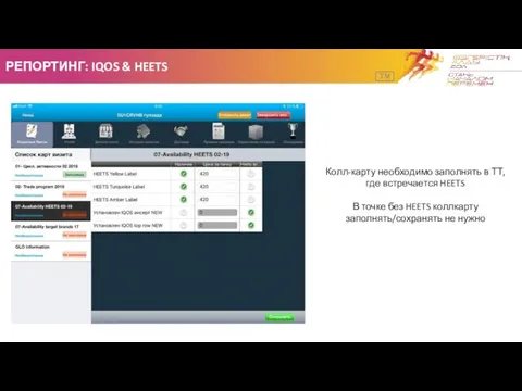РЕПОРТИНГ: IQOS & HEETS TM Колл-карту необходимо заполнять в ТТ, где