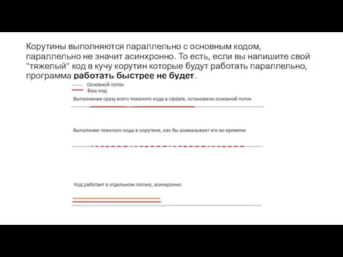 Корутины выполняются параллельно с основным кодом, параллельно не значит асинхронно. То