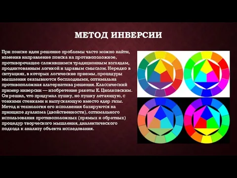 МЕТОД ИНВЕРСИИ При поиске идеи решение проблемы часто можно найти, изменив