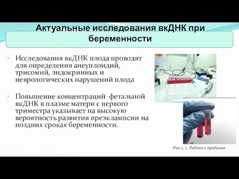 Актуальные исследования вкДНК при беременности Лаборатория молекулярной биологии ФГБНУ «МГНЦ» Рис