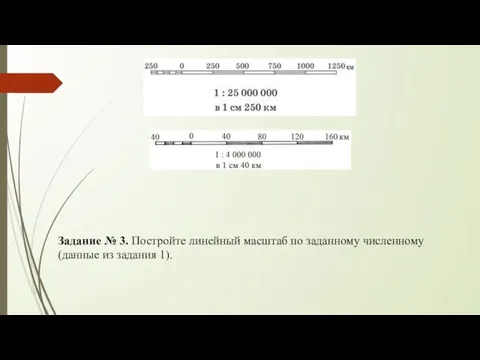 Задание № 3. Постройте линейный масштаб по заданному численному (данные из задания 1).