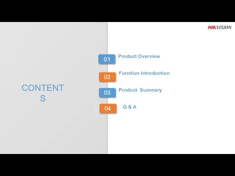 Product Overview CONTENTS Function Introduction Product Summary Q & A