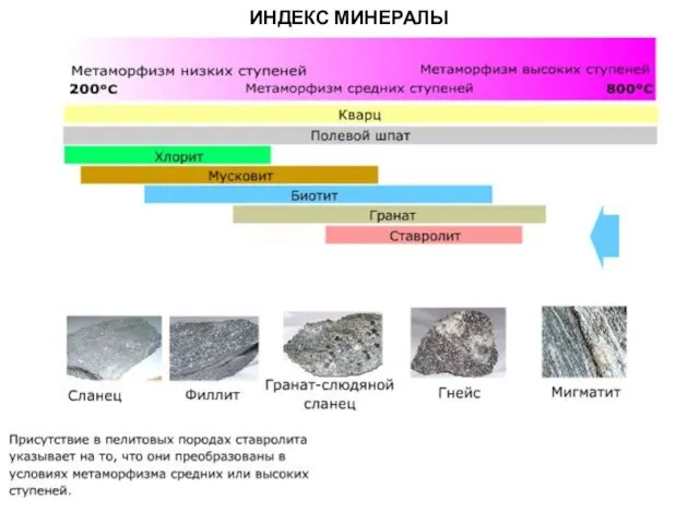 МЕТАОРФИЧЕСКИЕ ПОРОДЫ ИНДЕКС МИНЕРАЛЫ