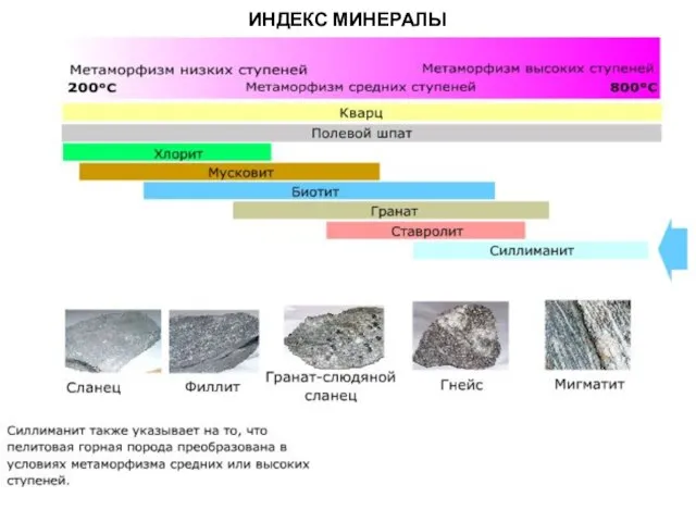 МЕТАОРФИЧЕСКИЕ ПОРОДЫ ИНДЕКС МИНЕРАЛЫ