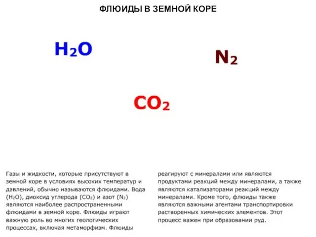 МЕТАОРФИЧЕСКИЕ ПОРОДЫ ФЛЮИДЫ В ЗЕМНОЙ КОРЕ