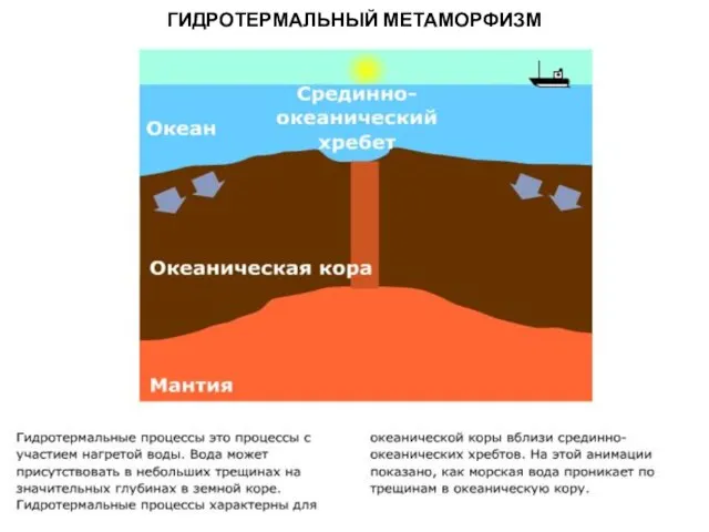 МЕТАОРФИЧЕСКИЕ ПОРОДЫ ГИДРОТЕРМАЛЬНЫЙ МЕТАМОРФИЗМ