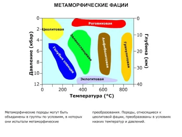 МЕТАОРФИЧЕСКИЕ ПОРОДЫ МЕТАМОРФИЧЕСКИЕ ФАЦИИ