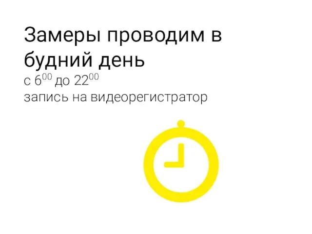 Замеры проводим в будний день с 600 до 2200 запись на видеорегистратор