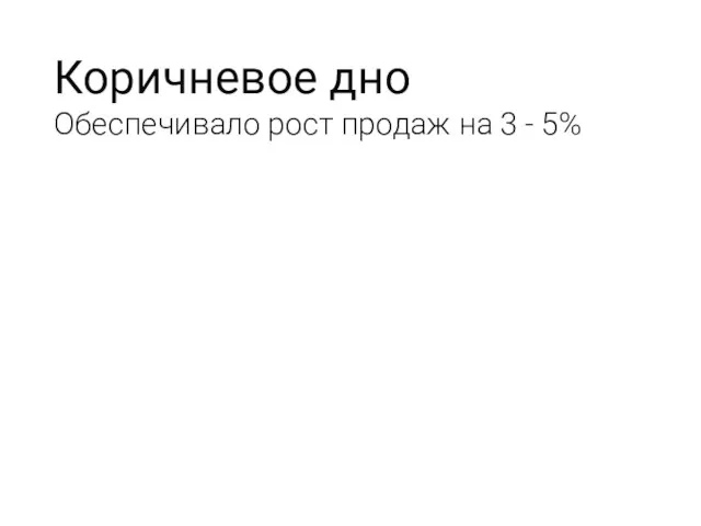 Коричневое дно Обеспечивало рост продаж на 3 - 5%