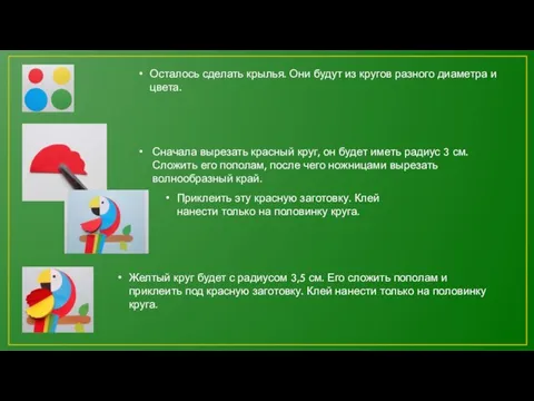 Осталось сделать крылья. Они будут из кругов разного диаметра и цвета.