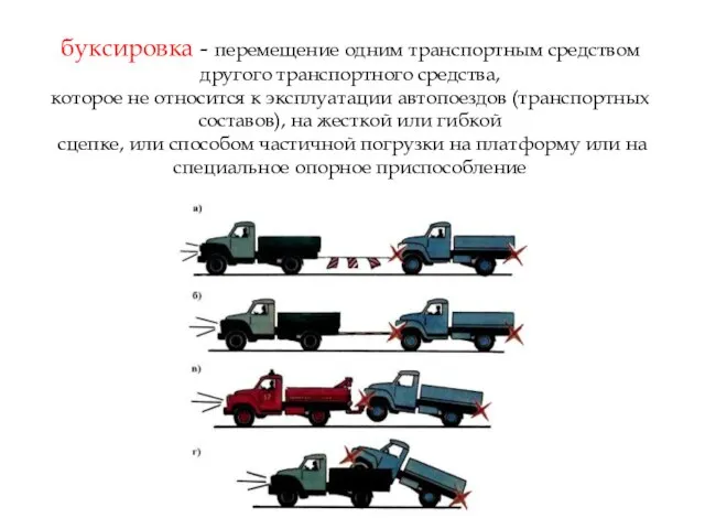 буксировка - перемещение одним транспортным средством другого транспортного средства, которое не