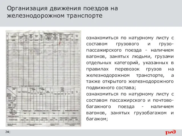 Организация движения поездов на железнодорожном транспорте | ознакомиться по натурному листу