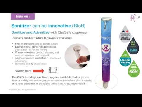 Purple Frog 2021. All Rights Reserved. SOLUTION 1 Sanitizer can be
