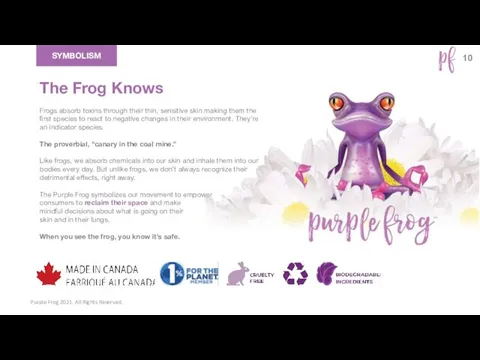 Purple Frog 2021. All Rights Reserved. SYMBOLISM Frogs absorb toxins through