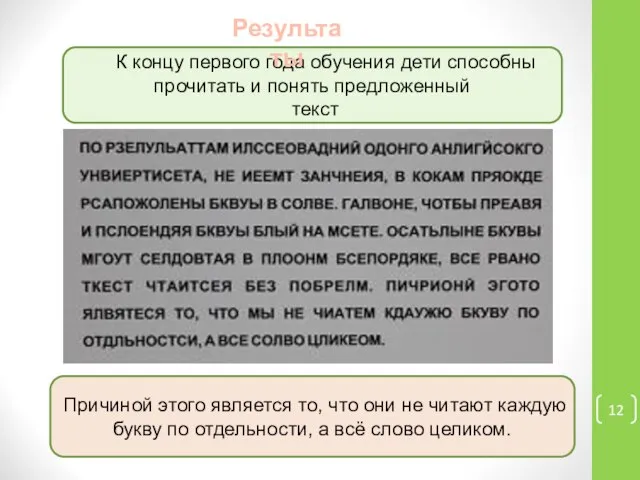 К кК концу первого года обучения дети способны прочитать и понять