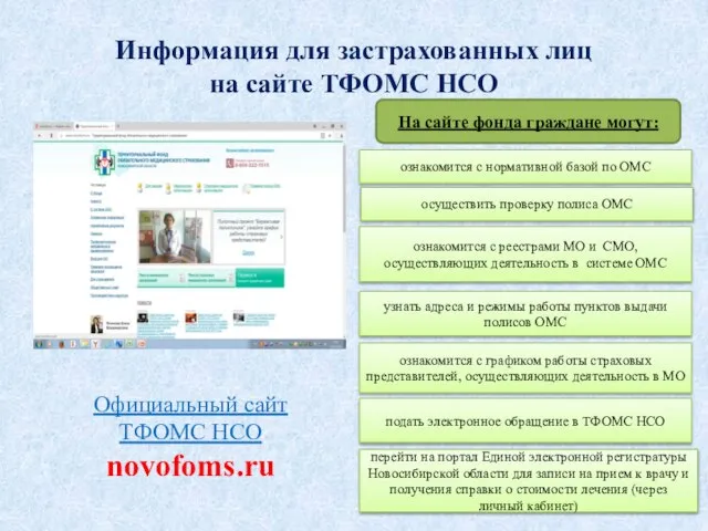 Информация для застрахованных лиц на сайте ТФОМС НСО Официальный сайт ТФОМС