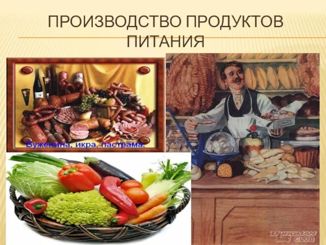 ПРОИЗВОДСТВО ПРОДУКТОВ ПИТАНИЯ