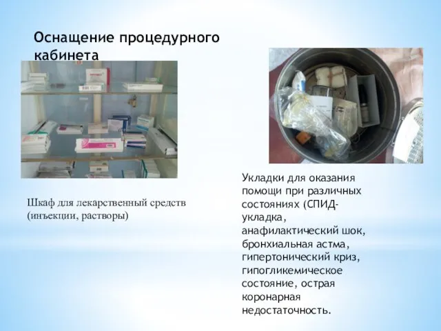 Оснащение процедурного кабинета Шкаф для лекарственный средств (инъекции, растворы) Укладки для