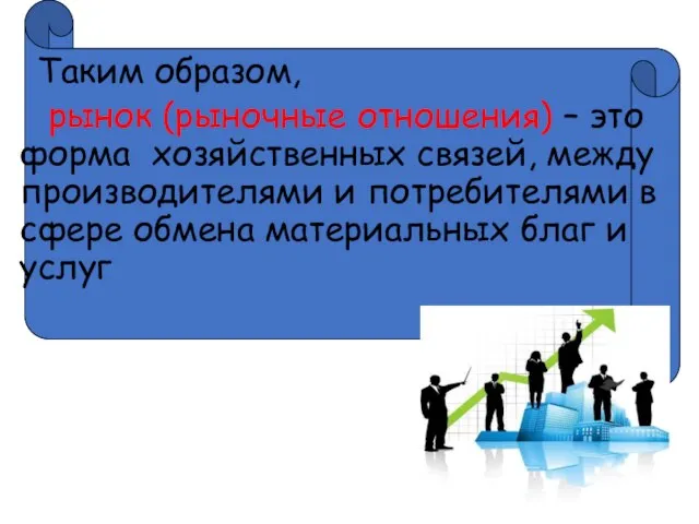 Таким образом, рынок (рыночные отношения) – это форма хозяйственных связей, между