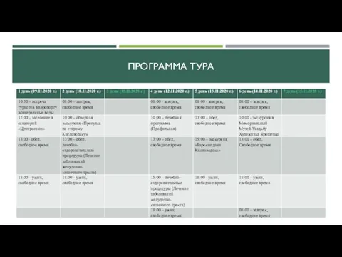 ПРОГРАММА ТУРА