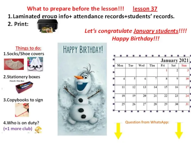 What to prepare before the lesson!!! lesson 37 1.Laminated group info+