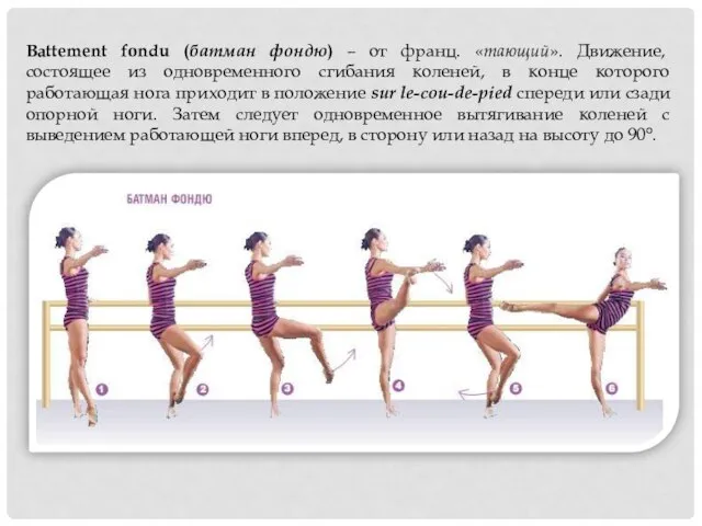 Battement fondu (батман фондю) – от франц. «тающий». Движение, состоящее из