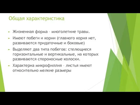 Общая характеристика Жизненная форма – многолетние травы. Имеют побеги и корни