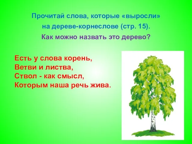 Есть у слова корень, Ветви и листва, Ствол - как смысл,