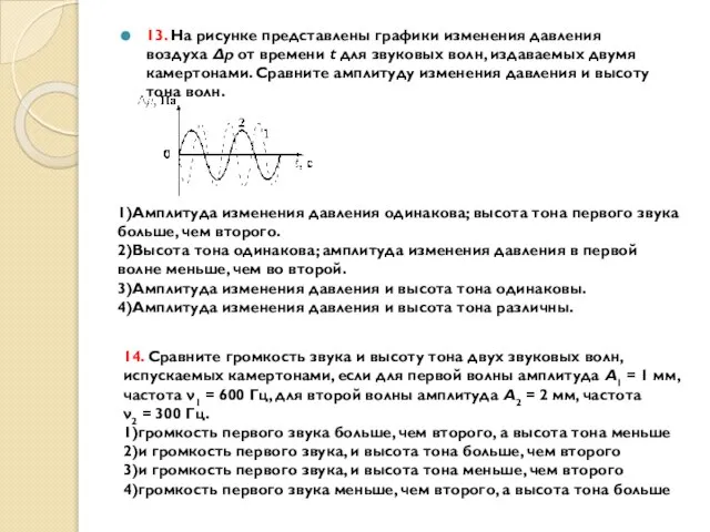 13. На рисунке представлены графики изменения давления воздуха Δp от времени