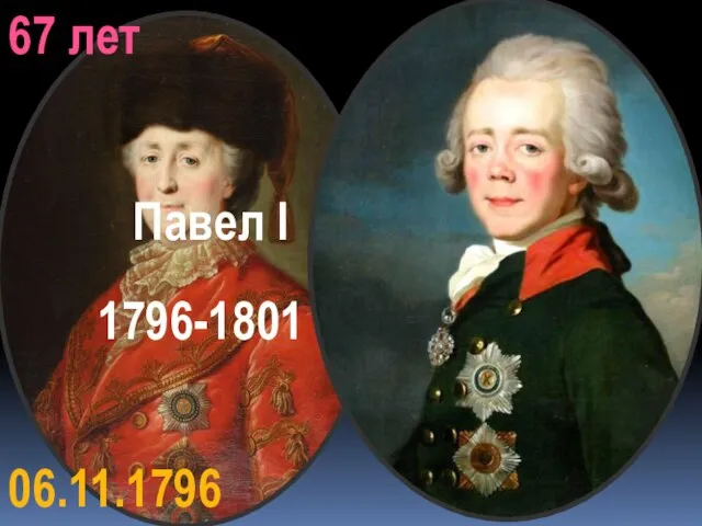 06.11.1796 67 лет 1796-1801 Павел I