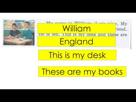 William England This is my desk These are my books