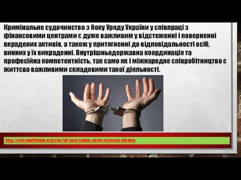 Кримінальне судочинство з боку Уряду України у співпраці з фінансовими центрами