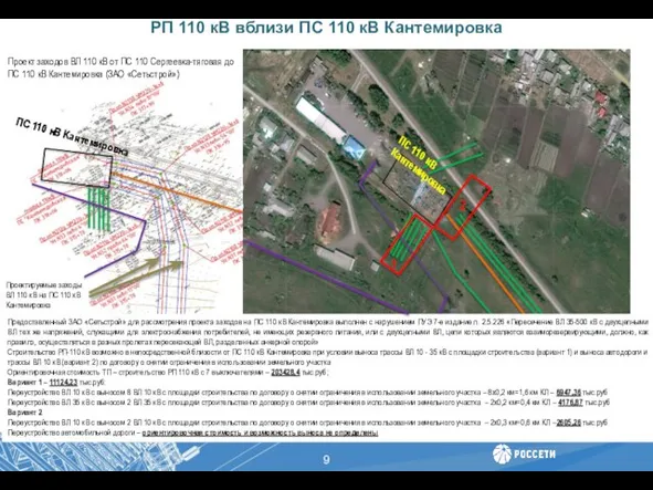 РП 110 кВ вблизи ПС 110 кВ Кантемировка Проект заходов ВЛ