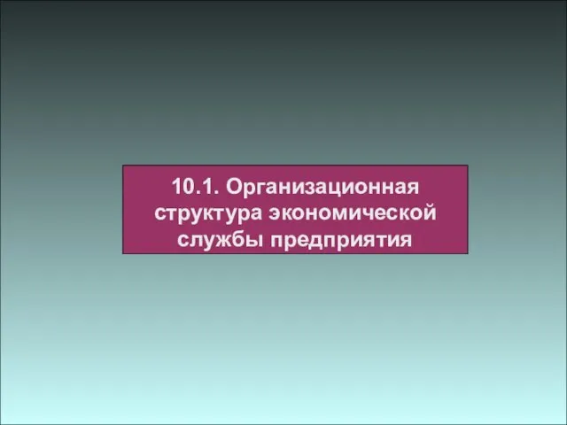 10.1. Организационная структура экономической службы предприятия