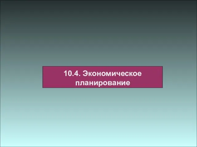 10.4. Экономическое планирование