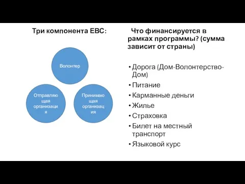 Три компонента ЕВС: Что финансируется в рамках программы? (сумма зависит от