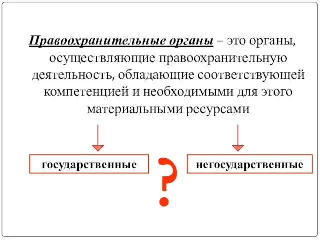 Правоохранительные органы – ….. государственные негосударственные Правоохранительные органы – это органы,