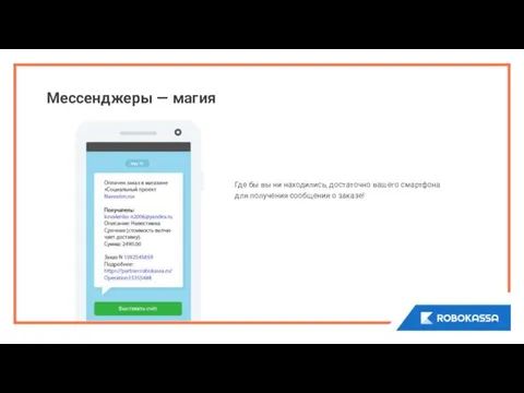 Мессенджеры — магия Где бы вы ни находились, достаточно вашего смартфона для получения сообщения о заказе!